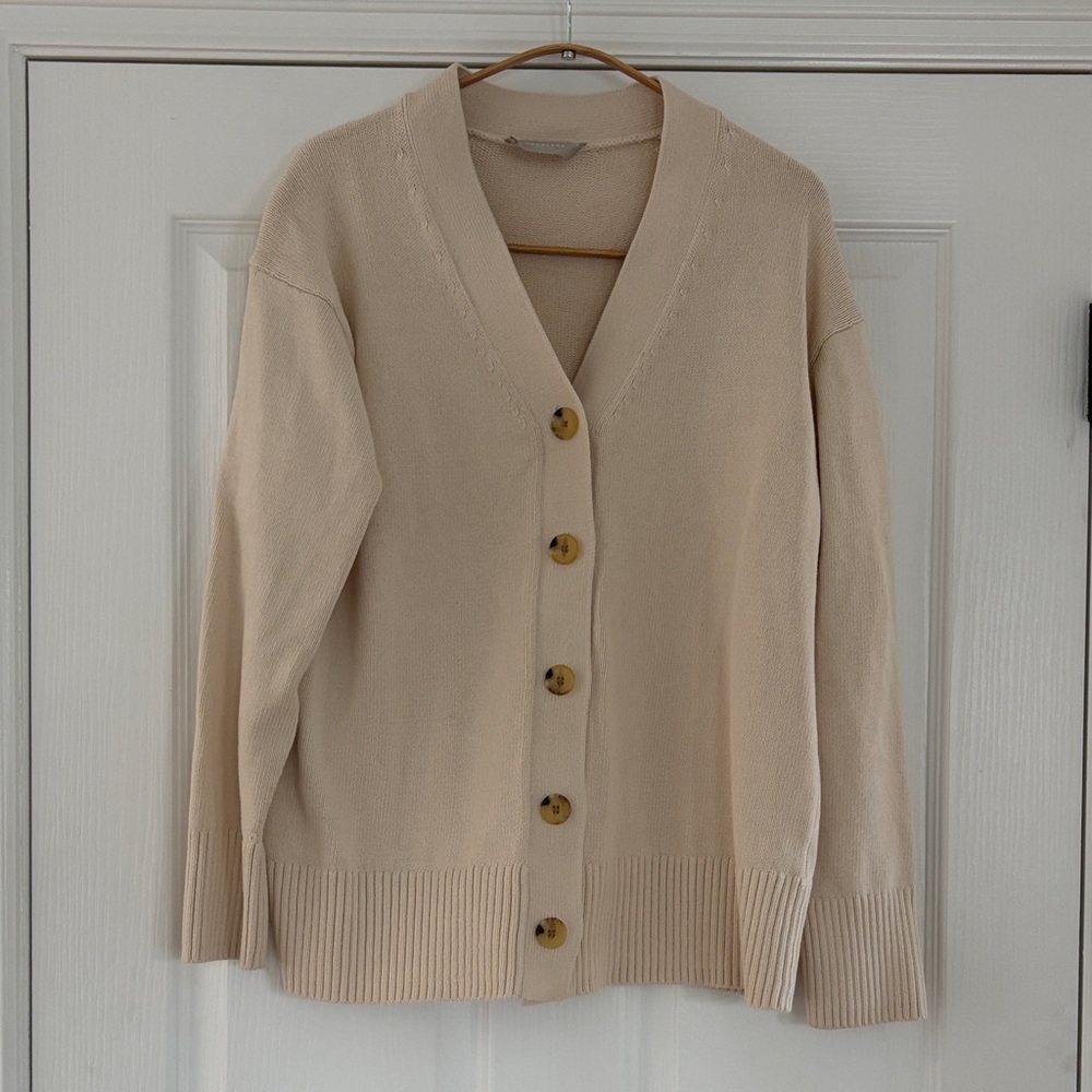 Everlane Light Tan Cardigan Sweater